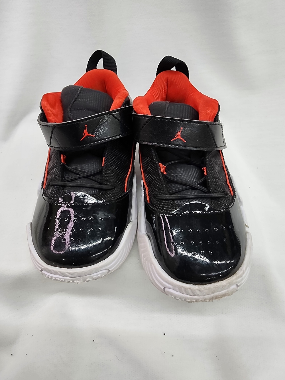 Jordan Kids Black and Red Velcro Low-Top Sneakers